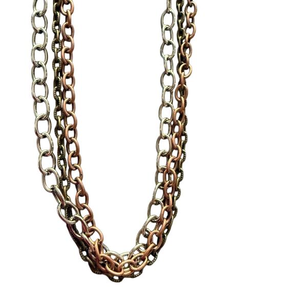 Sabika LIKE Multi Strand Multi Tone Chainlink Necklace - Picture 1 of 9